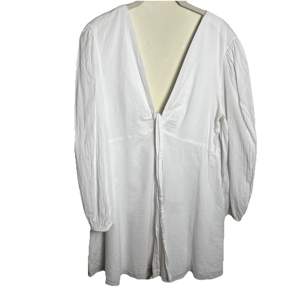 Gianni Bini Babydoll Dress Womens 12 White Tie Front Mini Zip Back Size 12‎ Bach